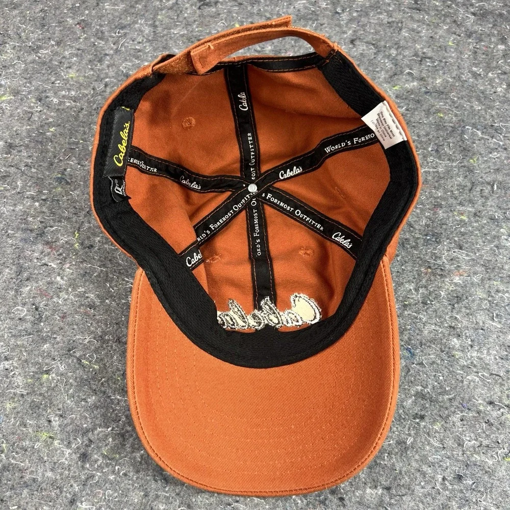 Cabela's Men's Hat Orange Strapback Baseball Cap Dad Golf Outdoor Used